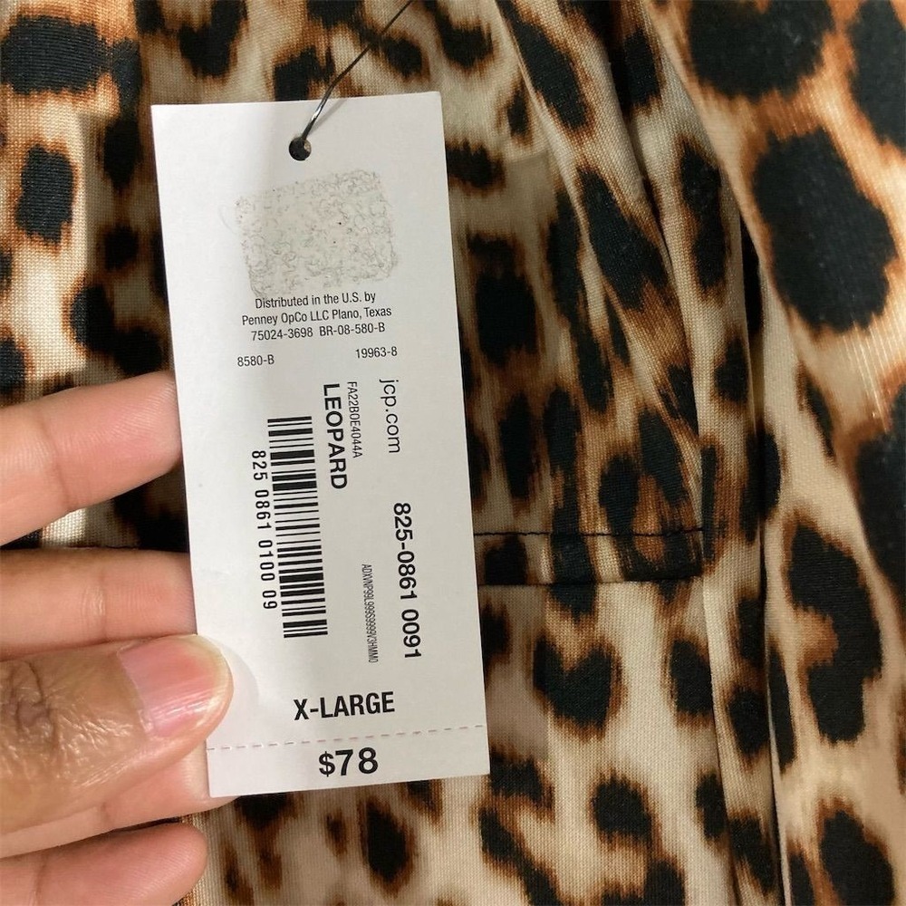 Bold Elements Leopard Print Cutout Dress XL Asymmetric Long Sleeve - Picture 7 of 10